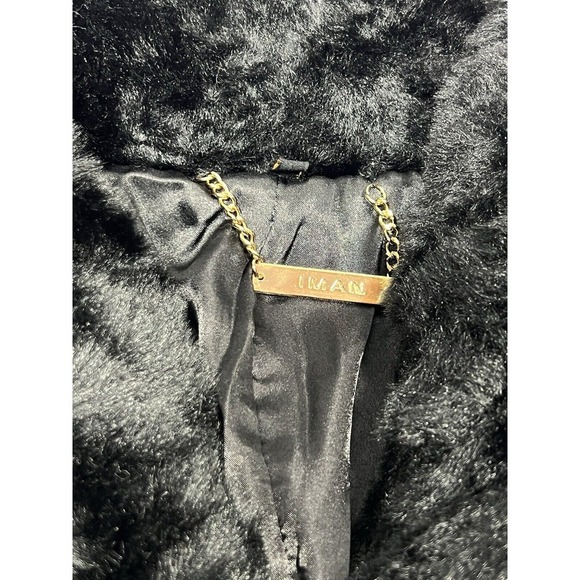Iman Faux Fur Black Women Coat‎ Size XL - Picture 5 of 11